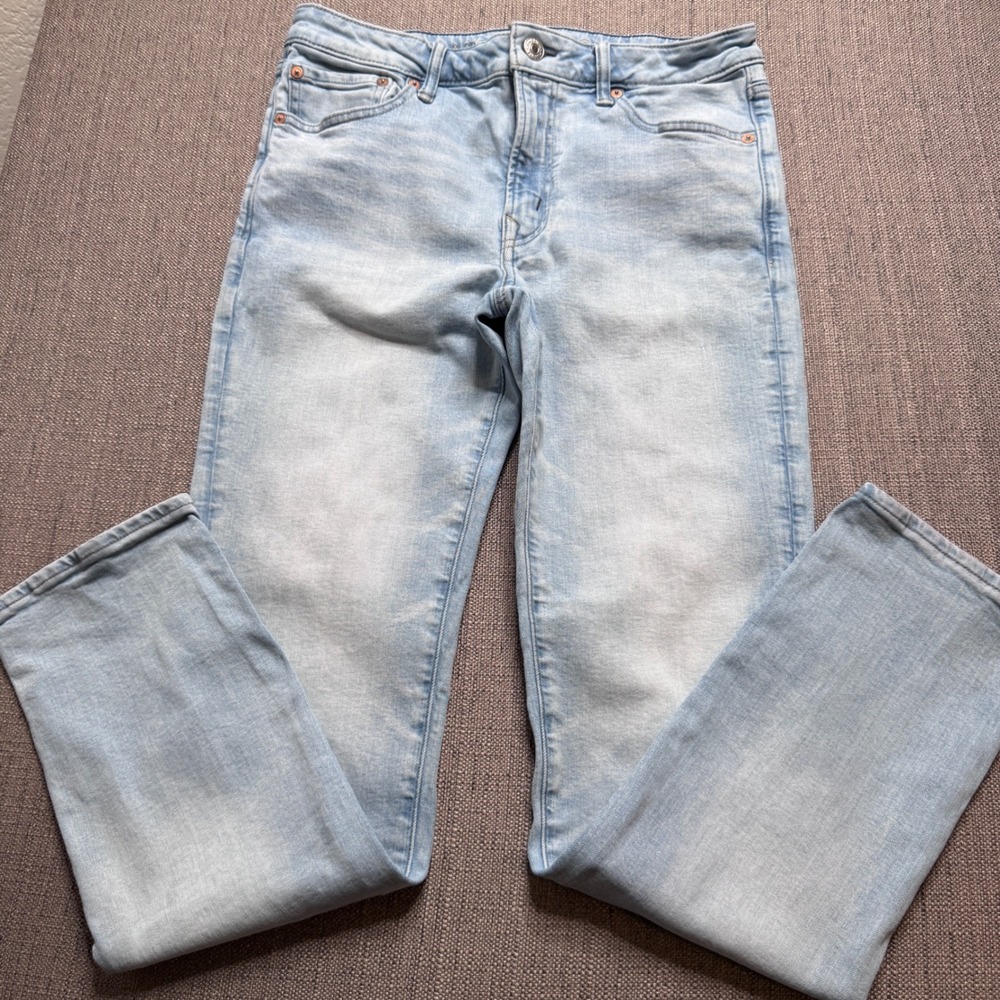 American Eagle Airflex+ Skinny Jeans Mens 33x32 Light Wash Stretch Denim